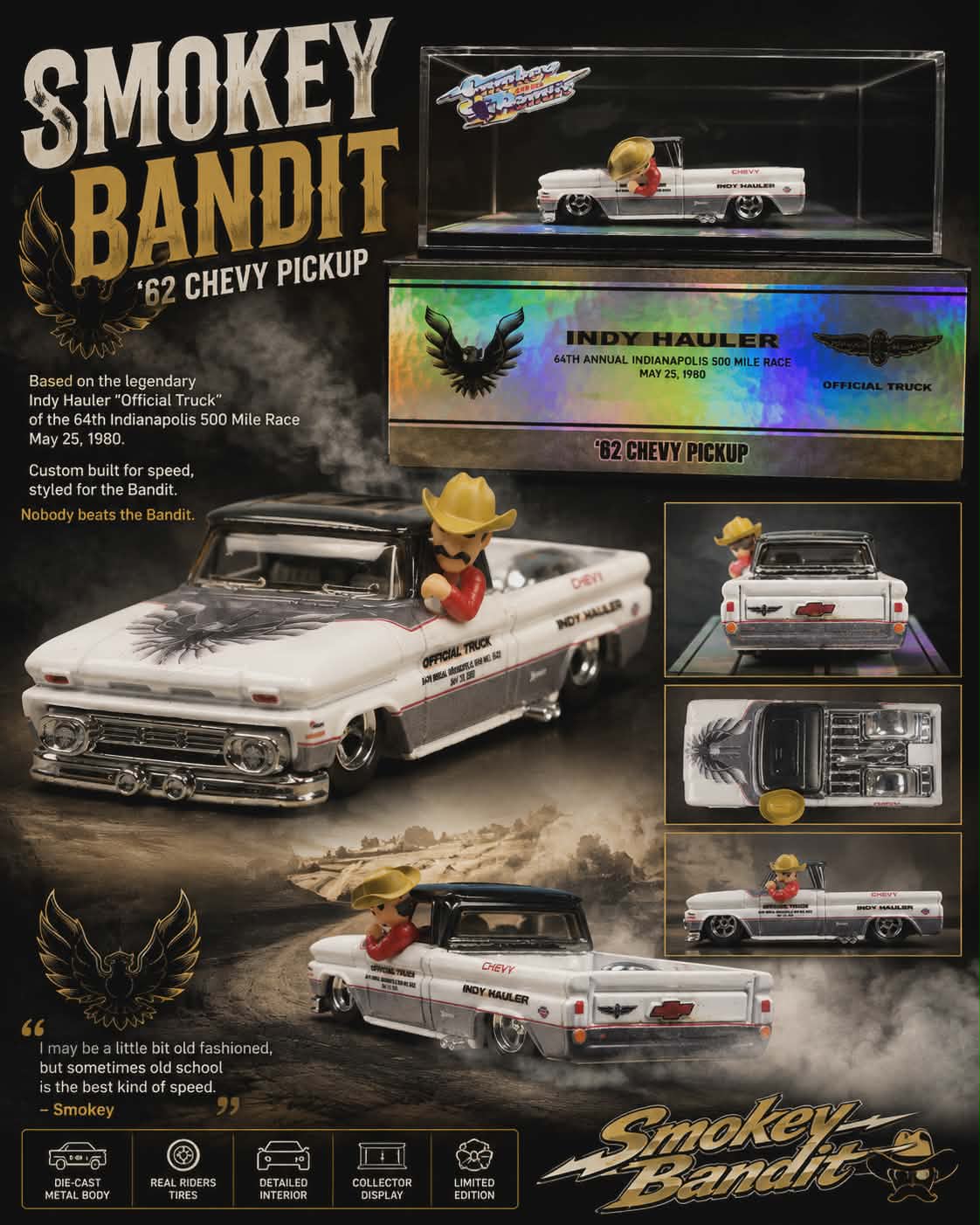 Smokey Bandit 62 Chevy Truck Cubed and Boxed Limited Edition