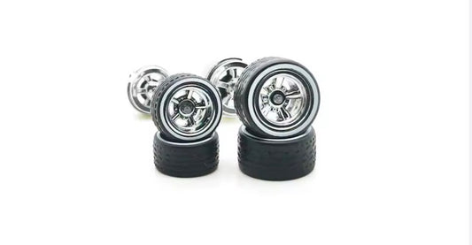 Chrome staggered 5 spoke wheel/tire set with White Wall tires