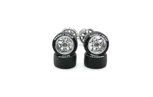 Chrome 5 star wheel set with white letter tires