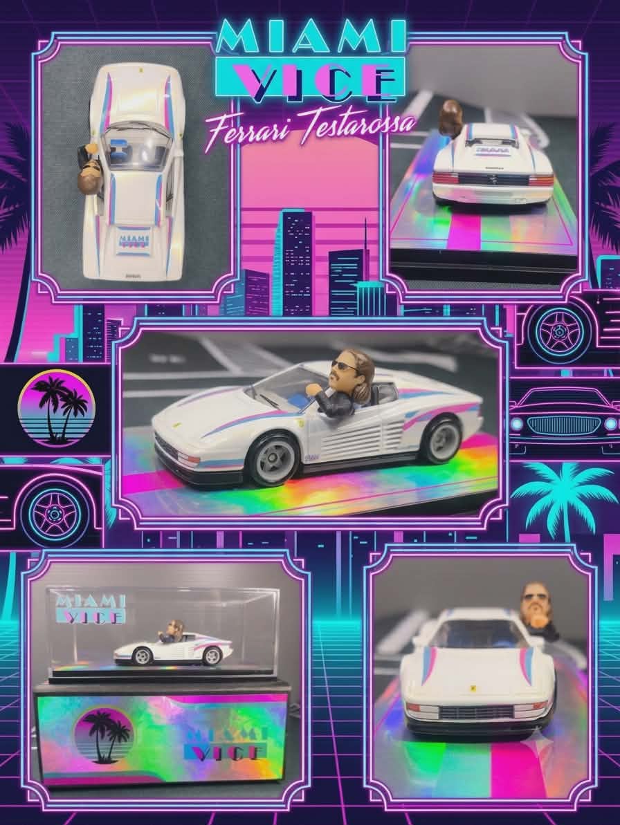 Miami Vice Ferrari with Driver, Cubed and Boxed Limited Edition